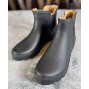 Chooka Boots Womens Size 10 Black Plush Chelsea Waterproof‎ Faux Fur Rainwear